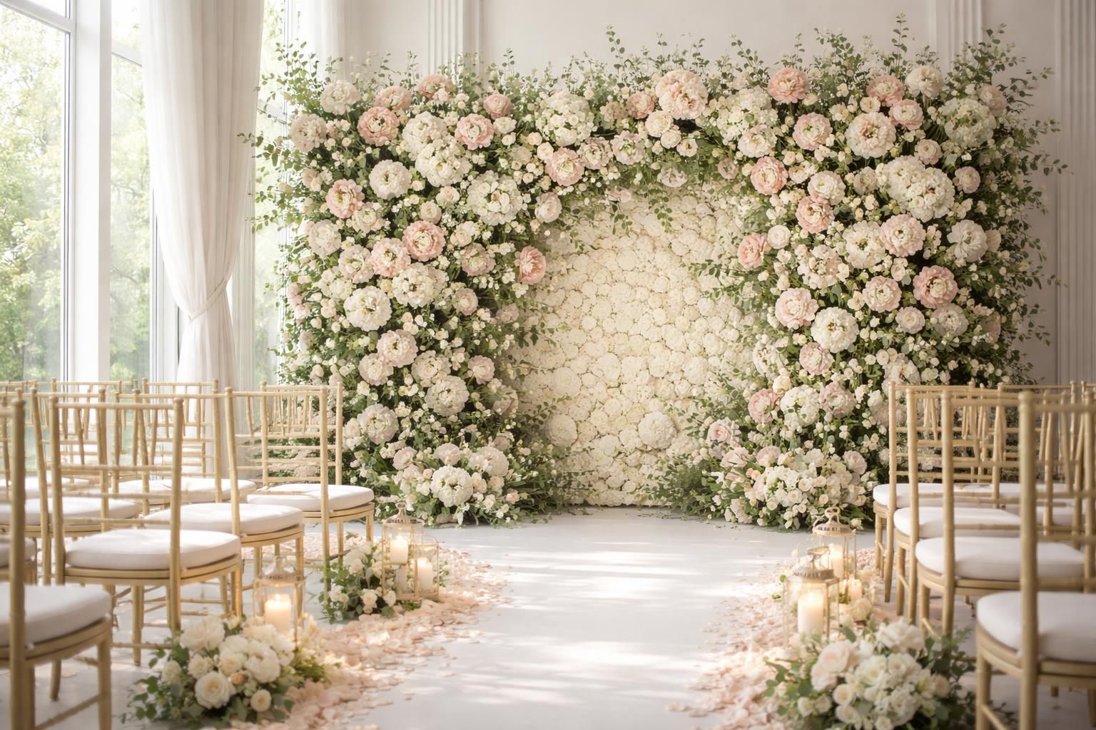découvrez comment créer l'ambiance parfaite pour un mariage moderne grâce à un magnifique mur de fleurs, alliant élégance et romantisme pour un décor inoubliable.