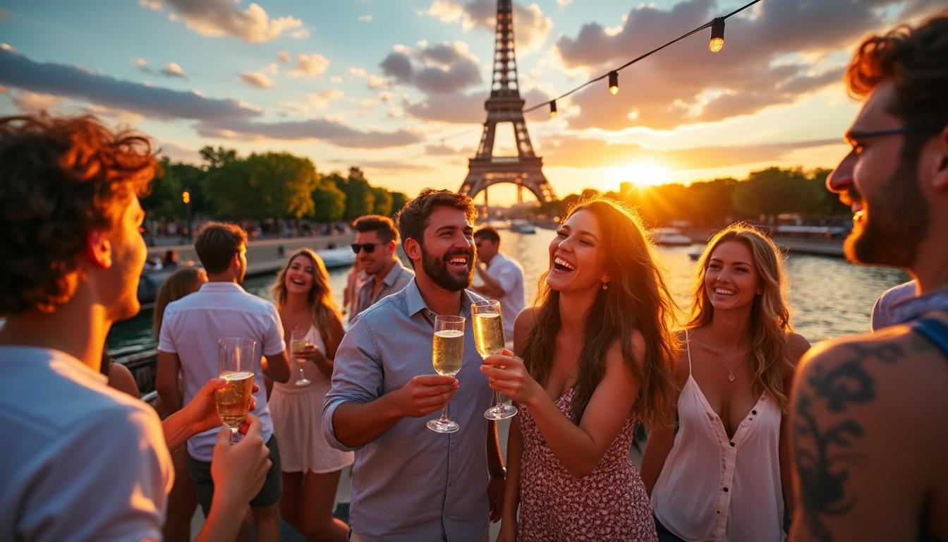 organisez une fête inoubliable à bord d'une péniche au coucher du soleil et créez des souvenirs mémorables en famille ou entre amis, dans un cadre unique et enchanteur.