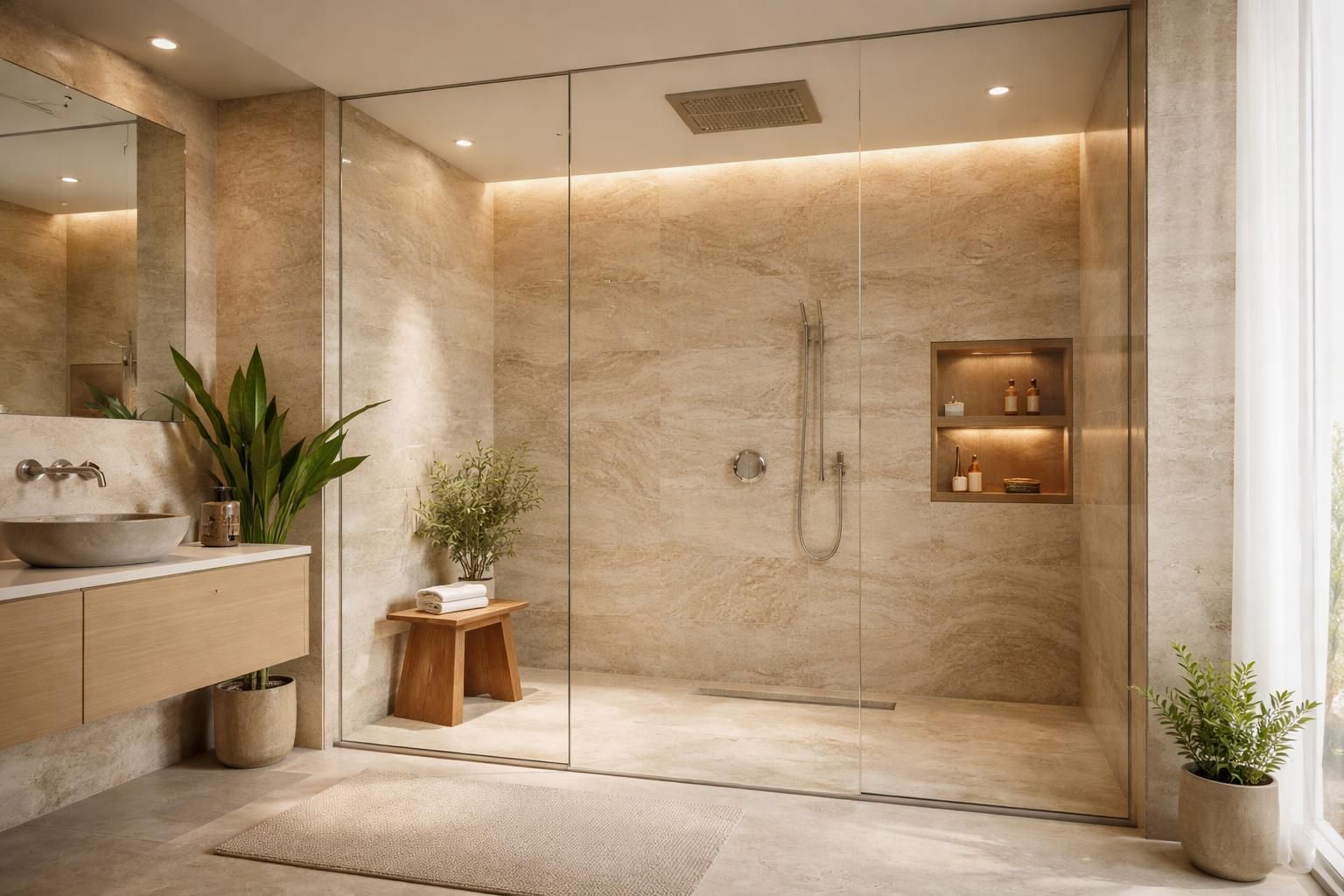 apprenez à intégrer une douche italienne de luxe avec pierre naturelle dans votre salle de bain pour un espace élégant et moderne.