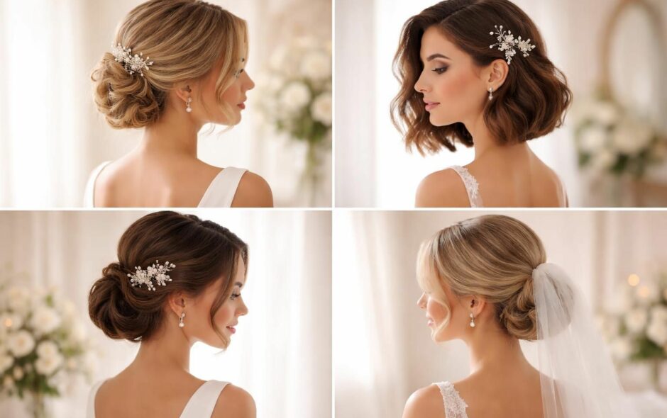 découvrez des coiffures de mariée élégantes et modernes spécialement conçues pour les cheveux carrés, afin d'assurer un look raffiné et tendance le jour de votre mariage.