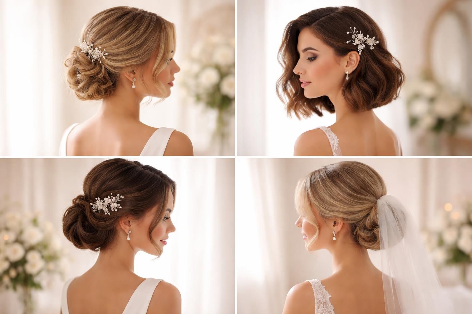 découvrez des coiffures de mariée élégantes et modernes spécialement conçues pour les cheveux carrés, afin d'assurer un look raffiné et tendance le jour de votre mariage.