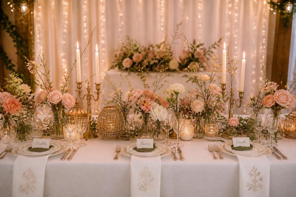 découvrez comment allier créativité et tradition pour sublimer la décoration de la table d’honneur lors de votre mariage, et créez une ambiance unique et mémorable.
