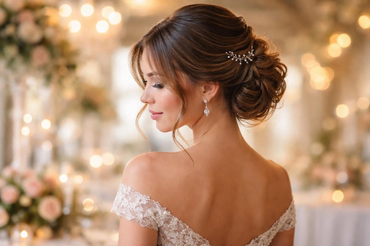 découvrez nos astuces pour réussir votre coiffure de mariage sur cheveux mi-longs et être élégante toute la journée.