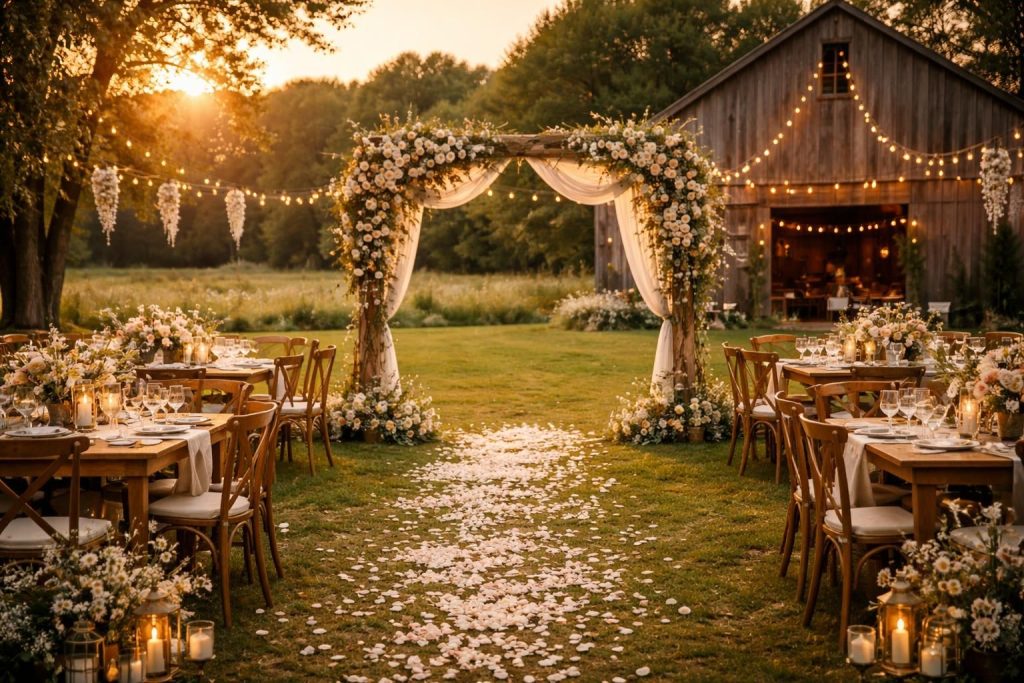 planifiez un mariage inoubliable avec un décor champêtre, chic et unique qui saura émerveiller vos invités et créer une ambiance chaleureuse et élégante.