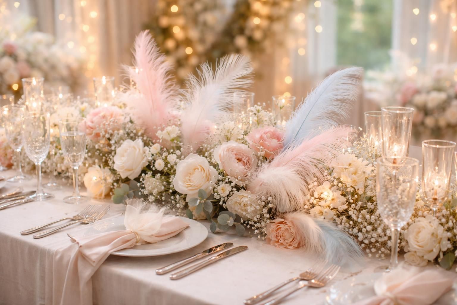 découvrez nos conseils pour utiliser des plumes dans la décoration de votre table de mariage et créer une ambiance féerique et élégante.