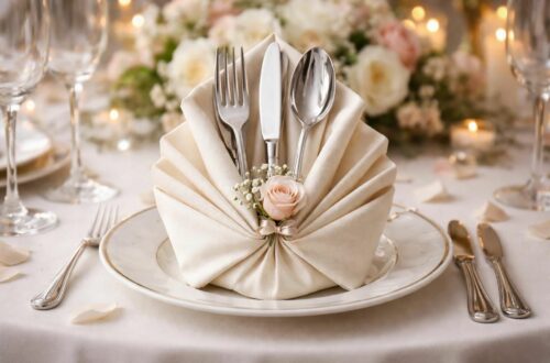 apprenez à réaliser un élégant pliage de serviette avec range-couverts pour sublimer la décoration de votre mariage et surprendre vos invités.