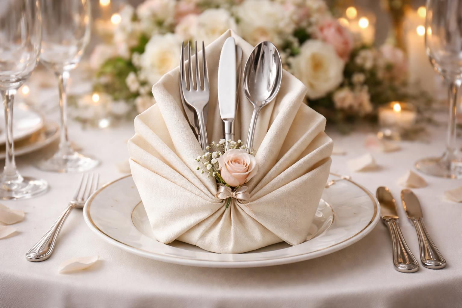 apprenez à réaliser un élégant pliage de serviette avec range-couverts pour sublimer la décoration de votre mariage et surprendre vos invités.