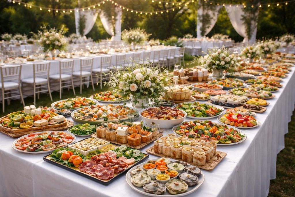 découvrez nos conseils pour réussir vos repas froids pour 50 personnes lors d'un mariage et satisfaire tous vos invités avec des plats variés et savoureux.