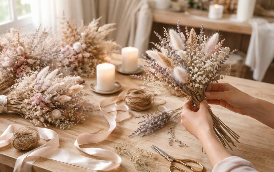 découvrez une technique simple et élégante pour créer des fleurs séchées diy, parfaites pour sublimer votre décoration de mariage et impressionner vos invités.