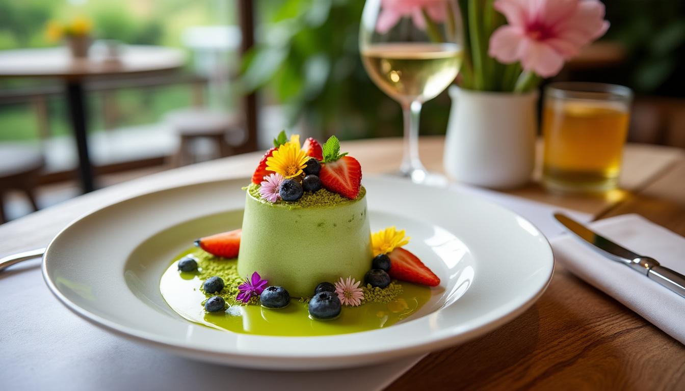 découvrez un entremet au thé matcha irrésistiblement crémeux et délicieux, parfait pour épater vos convives lors de vos prochaines réceptions.